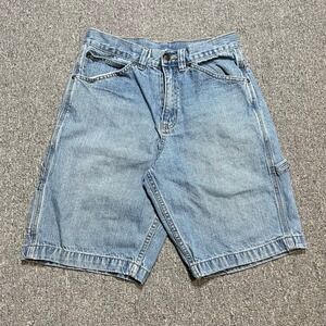 Open Trails Mens Carpenter Denim Shorts Light Wash Blue Size 30 Hammer Loop